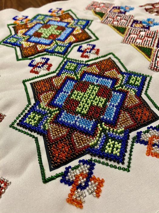 Весільний рушник вишитий бісером