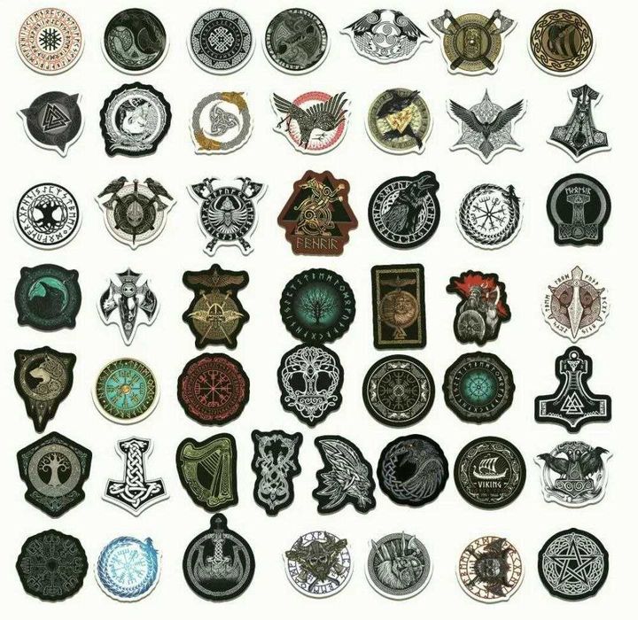 Наклейки стикеры "Викинги и скандинавская мифология" 50 шт.