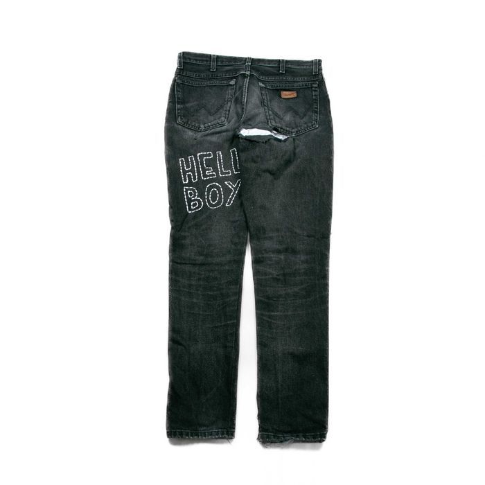 Wrangler Hellboy custom jeans spodnie 32/32us washed distressed
