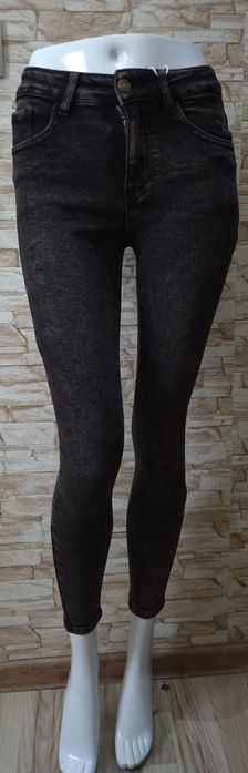 Spodnie rurki jeans przecierany barwinek czarny z różem M.sara XS