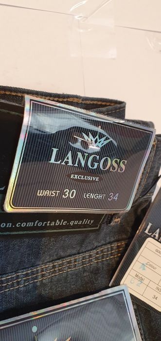 Spodnie nowe jeansowe marki Langoss Exclusive rozmiar 30 / 34
