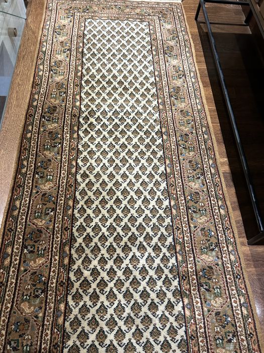 Tapete oriental indiano, em pura lã feito à mao,original,lavado.201x73