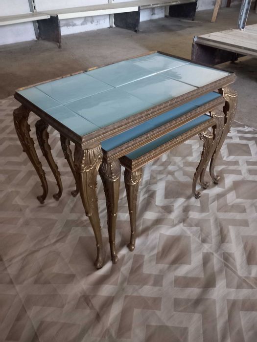 Hollywood Regency Nesting Tables in Old Bronze, 1960s, Set of 3