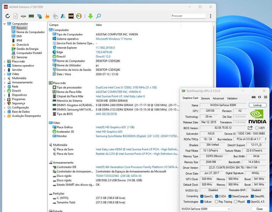 Torre PC Desktop Asus VM65N i5