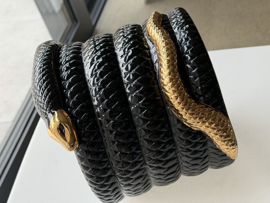 Snake Planter 563 Designerska Osłonka Doniczka Black & Gold Hollywood