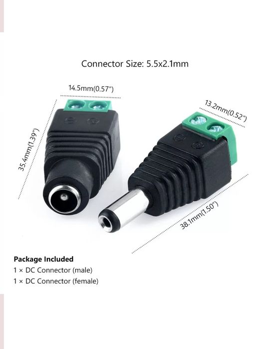 Conector DC macho fêmea