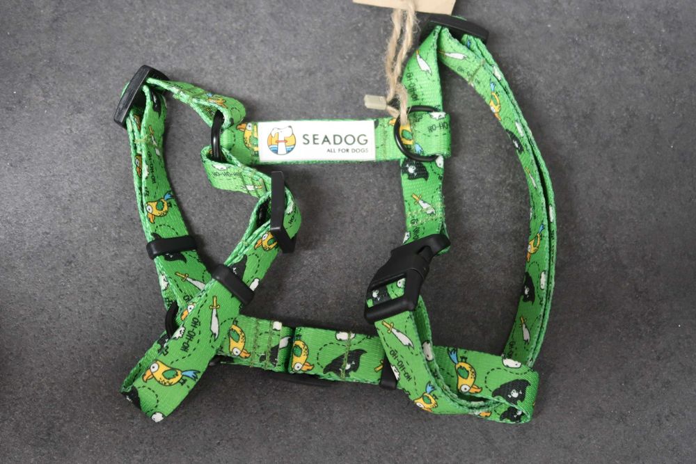 Szelki Seadg zielone w kaczki 20 mm grubości tasiemki rozmiar S