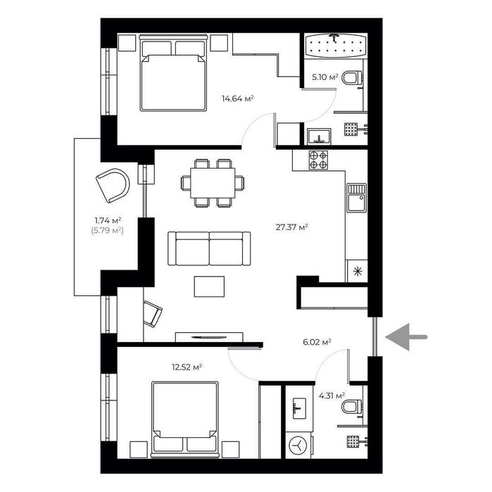 2-rooms apartment apartment by the address st. Koshitskaya (area 71,7 m²) - Atlanta.ua - photo 5