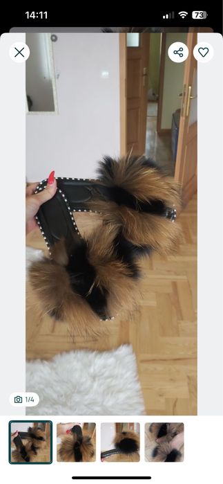 Klapki futro naturalne