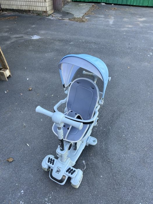 Самокат 5 в 1 Skyper BL PU з капюшоном та дод. колесами