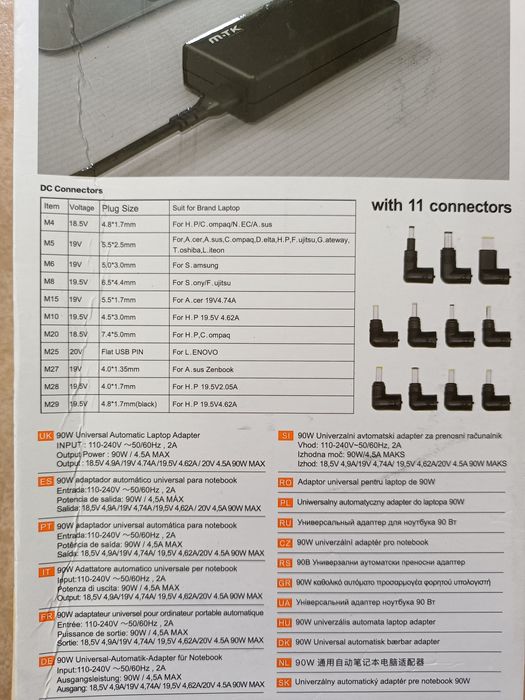 Carregador de Laptop (Portáteis) automático universal + 11 pontos-novo