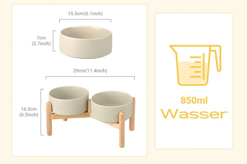 SPUNKYJUNKY Ceramiczne miski dla psa, (850 ml, szara)