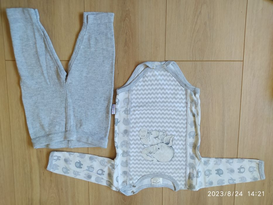 Body i dzianinowe spodnie dziewczęce r. 68