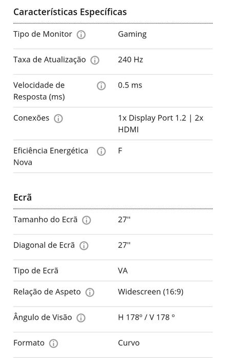 Monitor gaming AOC 27" FHD - Excelente estado