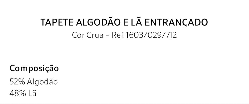 Tapete Algodão E Lã Entrançado Zara Home NOVO