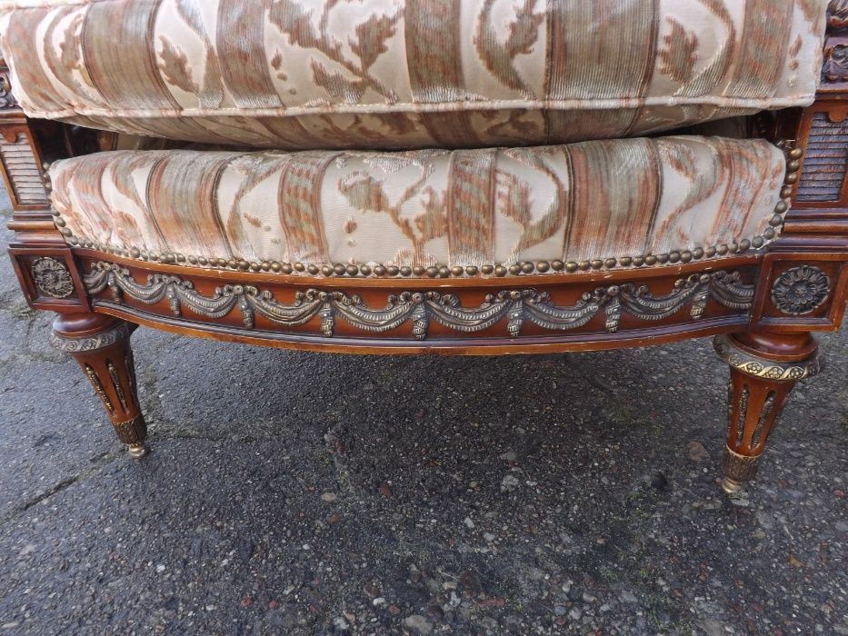 Empiryczna sofa z fotelami mosiężne okucia
