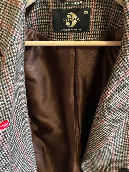 Пряме пальто в гусячу лапку