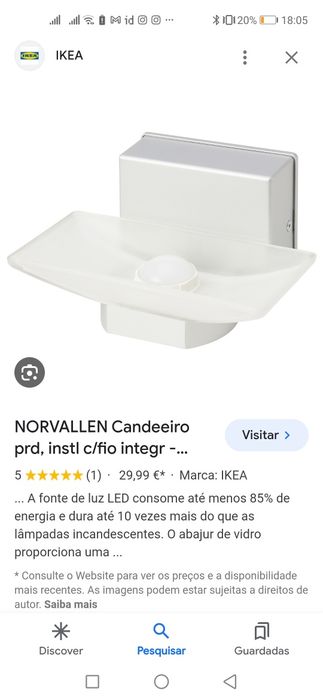 Aplique candeeiro parede ikea NOVO