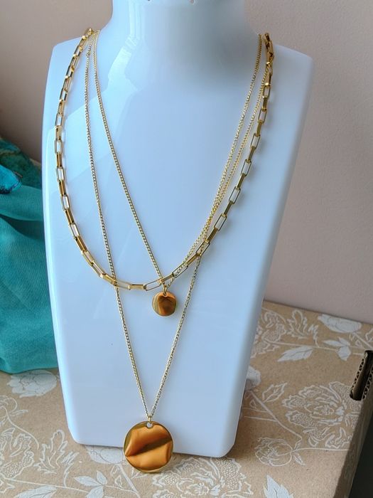 Naszyjnik w złotym kolorze komplet stainless steel