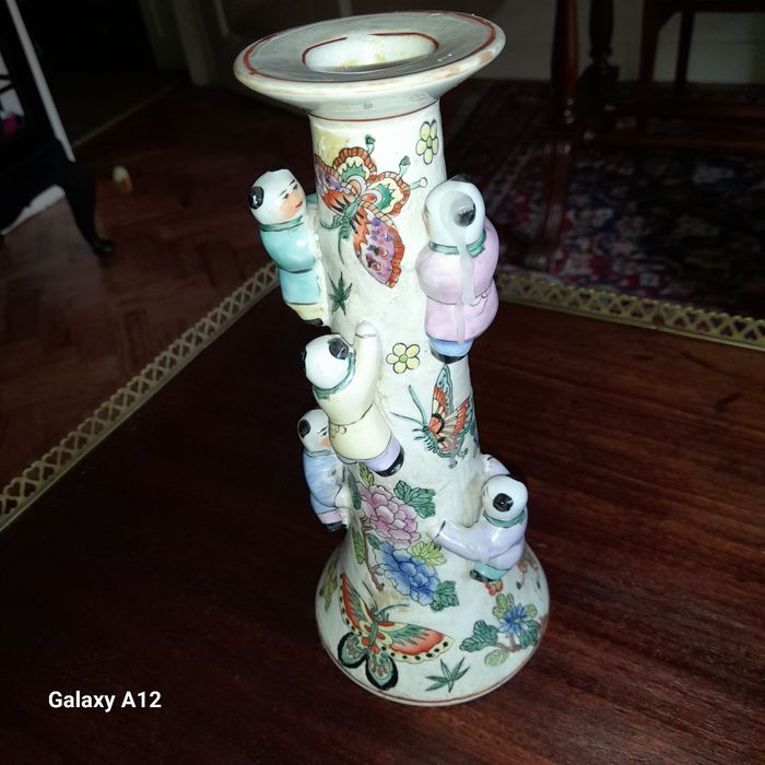 Castiçal chinês de porcelana