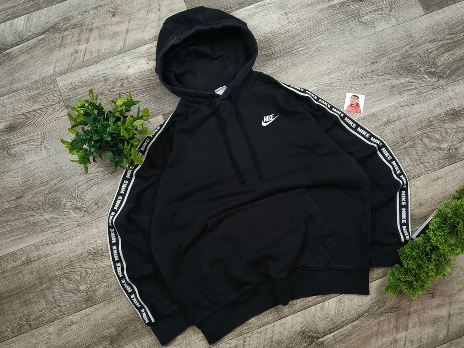 [M] NIKE на лампасах широке худі оригінальне бавовна чорне