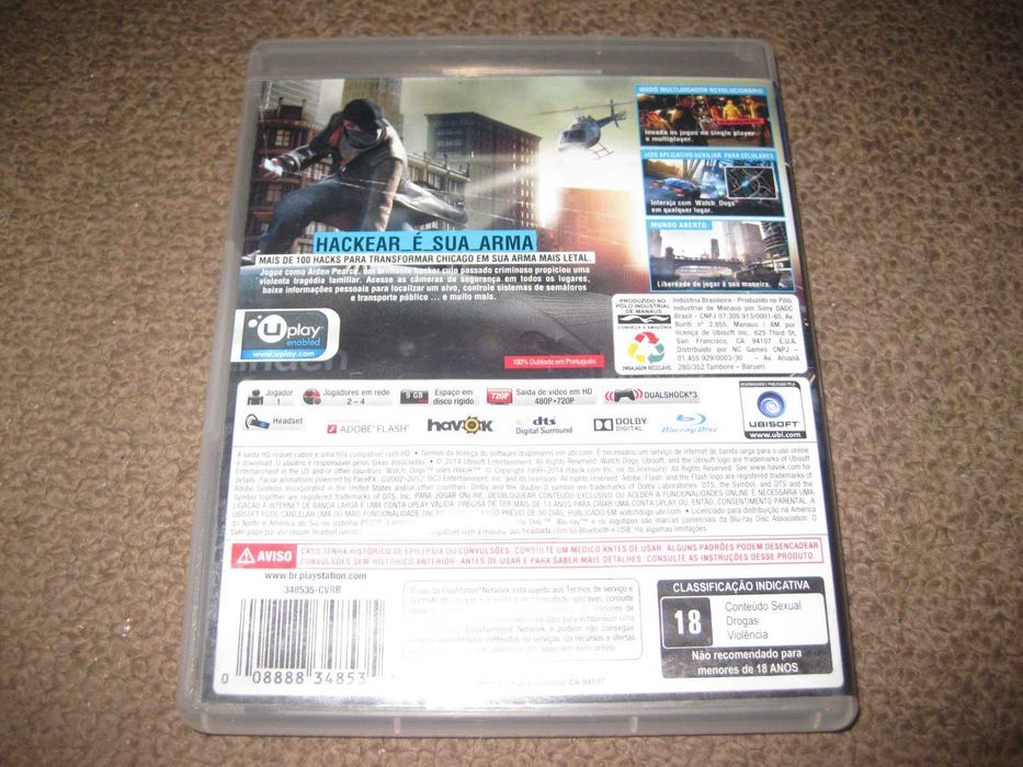 Jogo "Watch Dogs" para PS3/Completo!