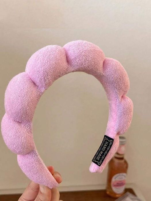 Różowa recznikowa opaska do włosów SPA hand made