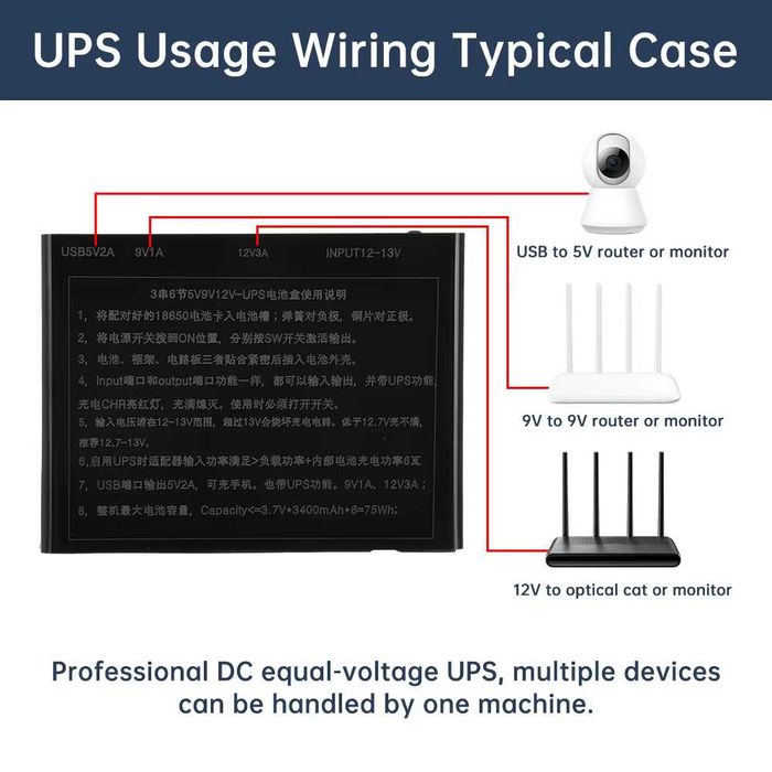 Бесперебойник, повербанк, корпус ИБП ДБЖ UPS 5V/9V/12V для роутера, модема