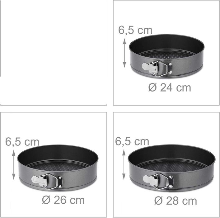 Zestaw blach Relaxdays Tortownice 6w1 okrągłe i kwadratowe od 26-28 cm