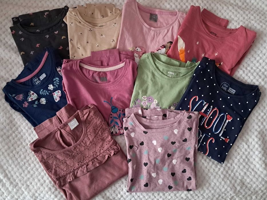 10 koszulek dziewczęcych z długim rękawem, Sinsay, Pepco, rozm.134,140