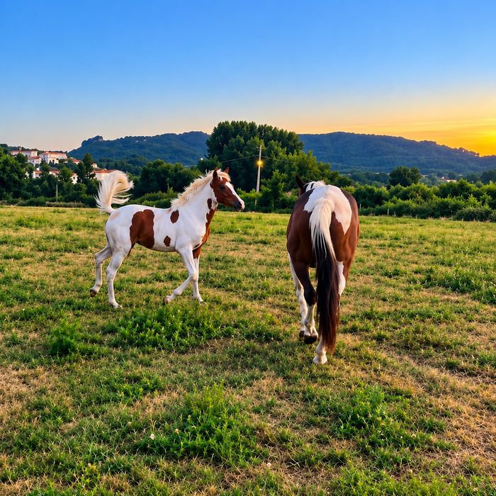 Poltra malhada filha de  pai psa  e mae standarbred