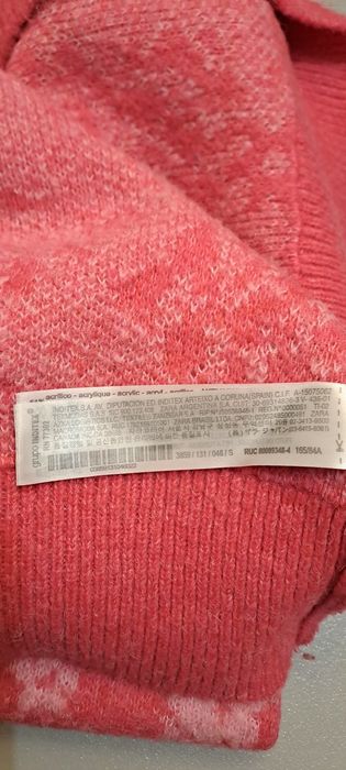 Sweter Zary różowy w kwiaty rozm. S oversize, 10% wool