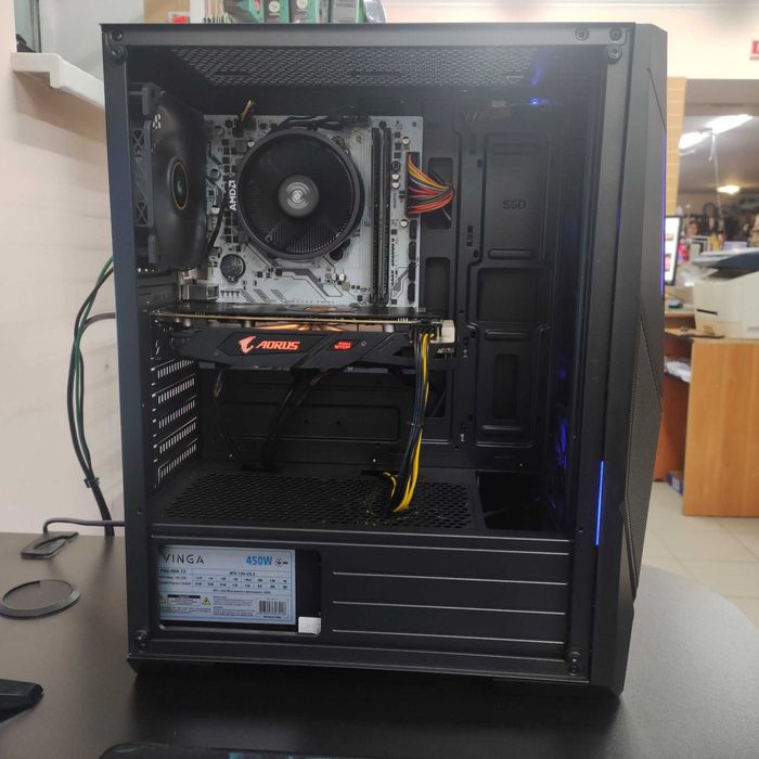 Компютер Новый Ryzen 5 5500, 16GB DDR4, Gigabyte RX 570, SSD 512GB m2