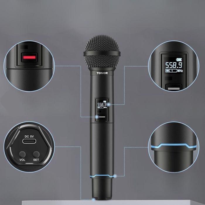 Mikrofon Beprzewodowy TONOR TW720 Bluetooth do 100m UHF Auto-Parowanie