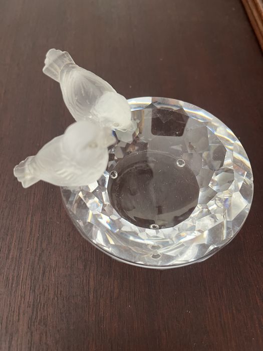 Banheira para pássaros vintage em cristal Swarovski com duas estatuetas de pássaros, edição limitada