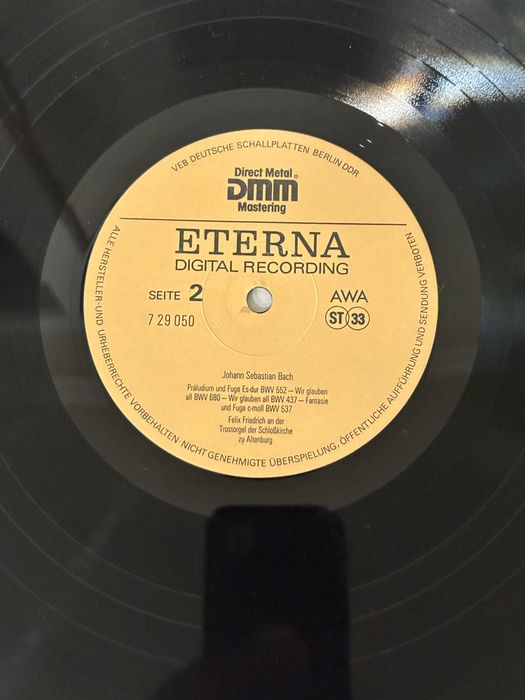 Вінілова платівка Йоган Себастьян Бах Die Trostorgel ETERNA DMM Germany