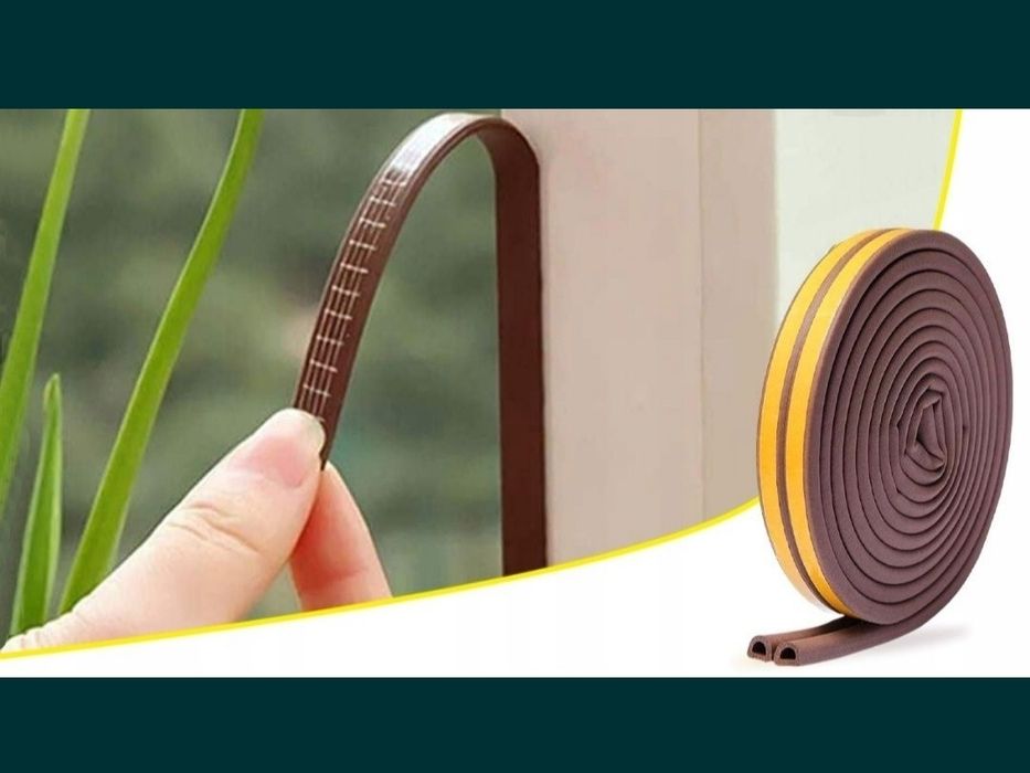 Samoprzylepna gumowa wyciszająca uszczelka 6 m do drzwi okien typ D