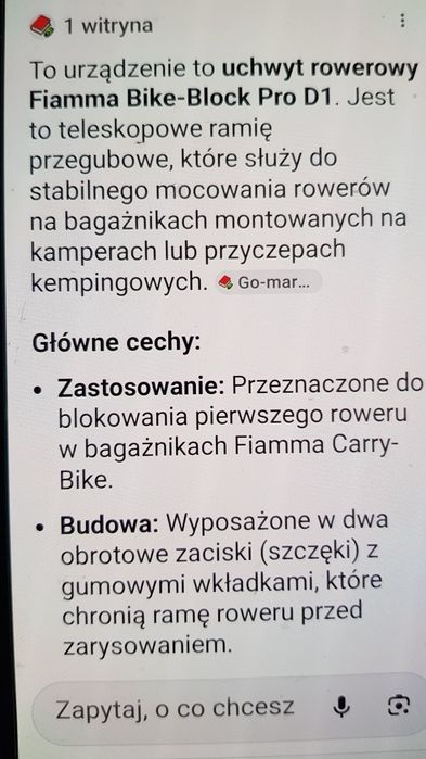 Uchwyt mocujący rowery  Fiamma na bagażniku ppy lub kampera.