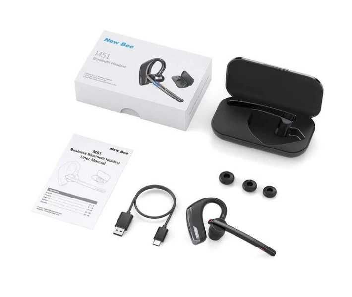 Бездротова Bluetooth-гарнітура New Bee M51 із зарядним чохлом Чорна