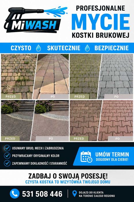 MiWash Mycie kostki brukowej, impregnacja