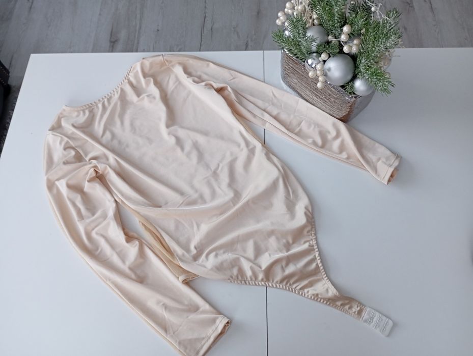Body beż krem butik eleganckie siateczka one size