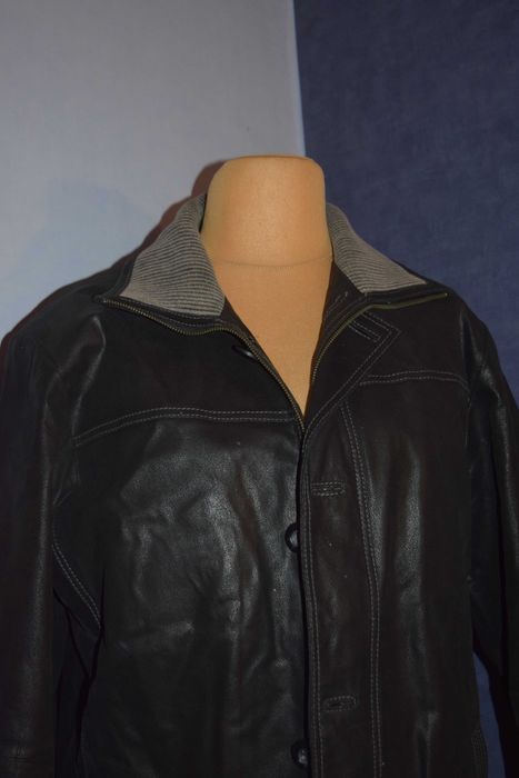 Logic  Piękna kurtka czarna skórzana męska _L