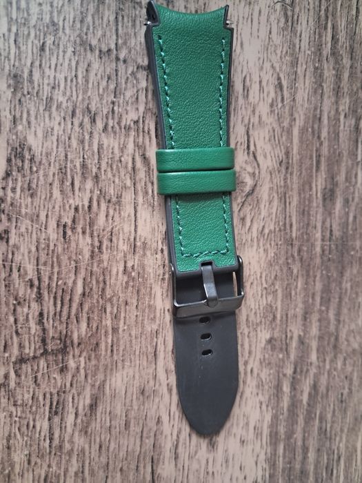 Ремінець на смарт годинник силіконовий та екошкіра зелений 22 mm