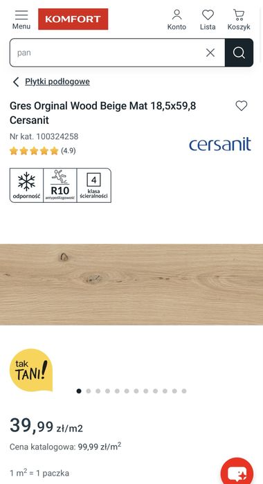 Gres Orginal Wood Beige Mat 18,5x59,8 Cersanit