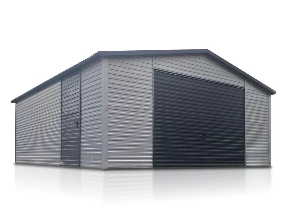 Garaż blaszany jednostanowiskowy 6x5 m - Dach dwuspadowy, Brama uchyln