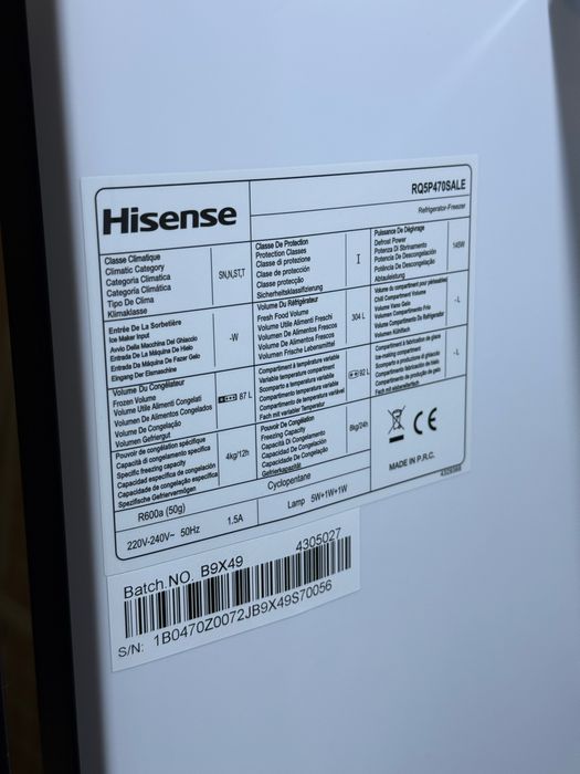 Черный большой Холодильник Hisense wifi