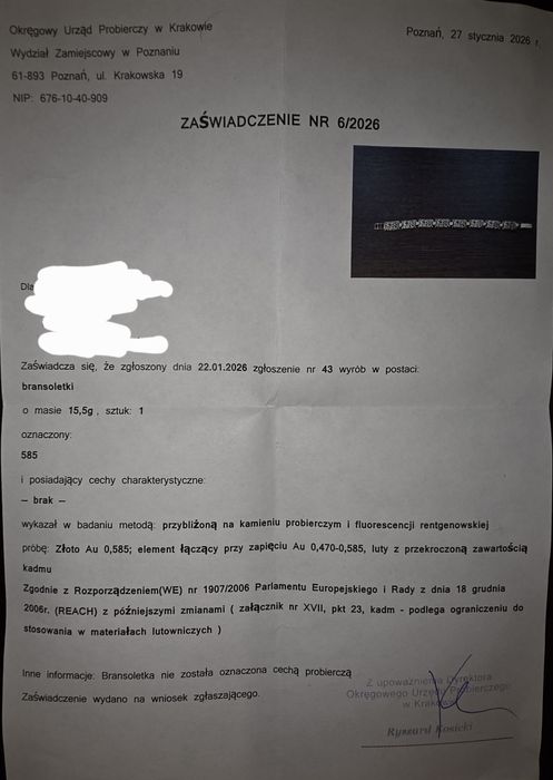 Złota bransoleta 585 z cyrkoniami