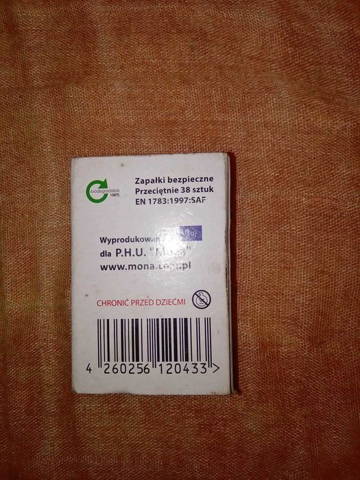 Pudełko po zapałkach puste zapałki P.H.U. Mona - 1 sztuka