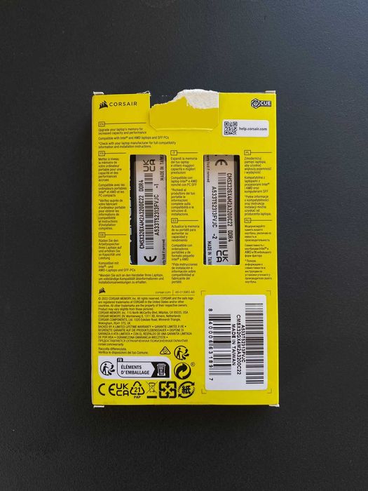 Memória Corsair Vengeance 32GB (2 x 16GB) PC4-25600 (DDR4-3200) SO-DIMM