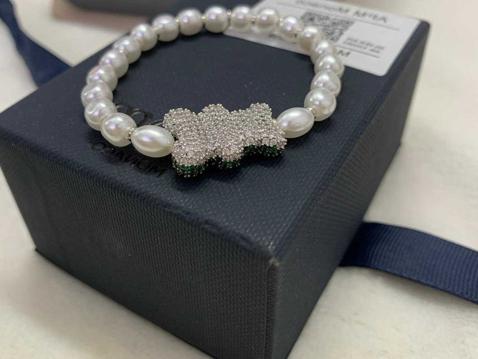 APM Monaco Modna Bransoletka - Zielony Miś z Perłami